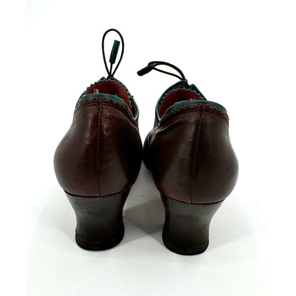 Audrey London Shoes Leather Size 7.5 Heels Oxford Retro Lace Up Swing Dance Fun - Picture 3 of 9